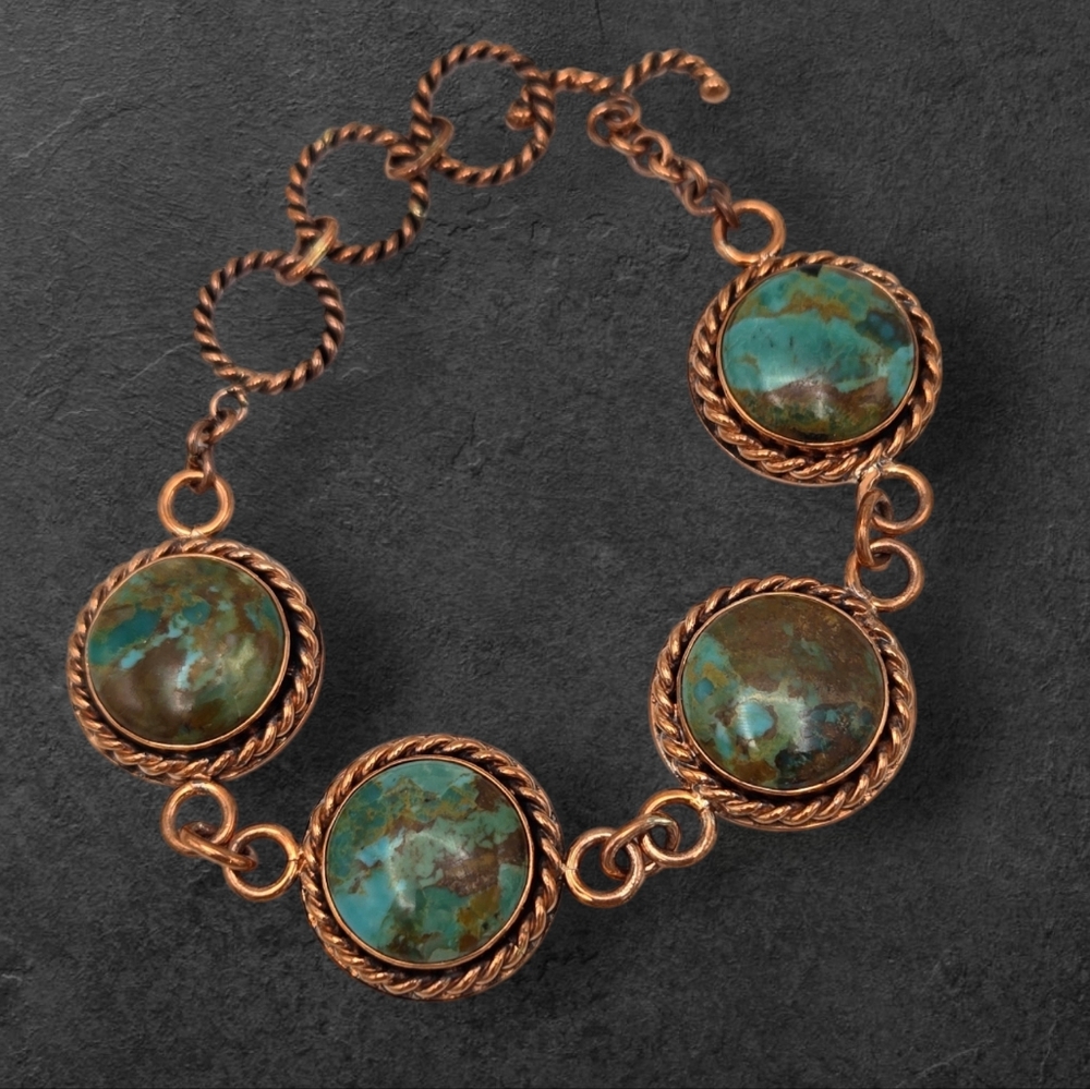 Jay King DTR Turquoise Copper Rope Bracelet Desert Rose Trading Adjustable